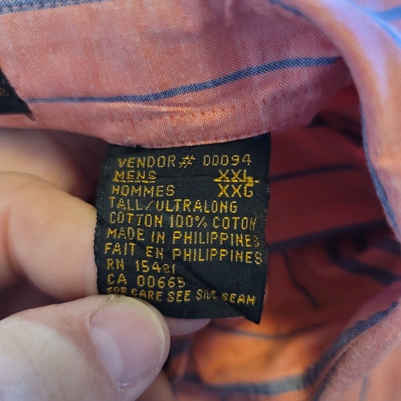 Vintage Eddie Bauer Rufton Stripe Men's Salmon Stripes Short-Sleeve Shirt XXL - Picture 5 of 10